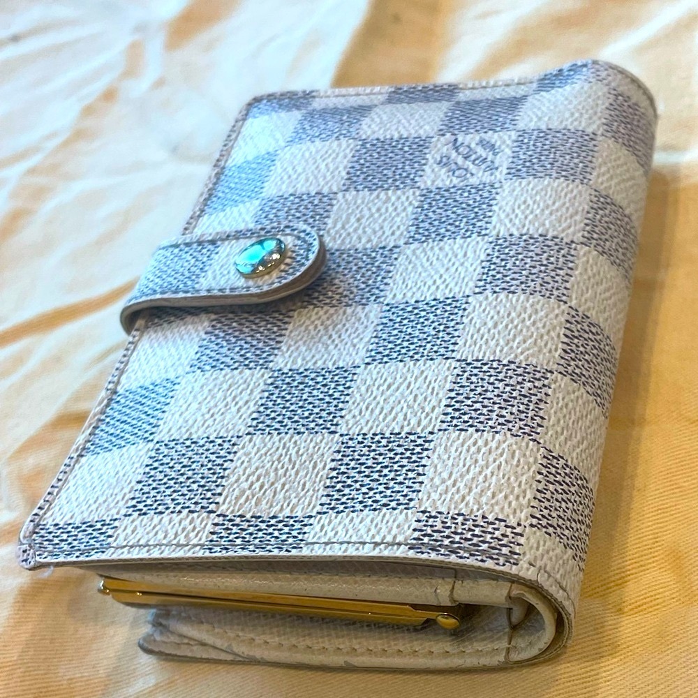Louis Vuitton VTG Damier Azur French Purse Wallet Kisslock Bifold, duster, Fair - Picture 3 of 13